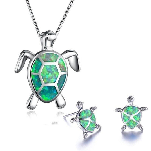 Fashion Turtle Simple Necklace Stud Earrings Set - ProTrendyz
