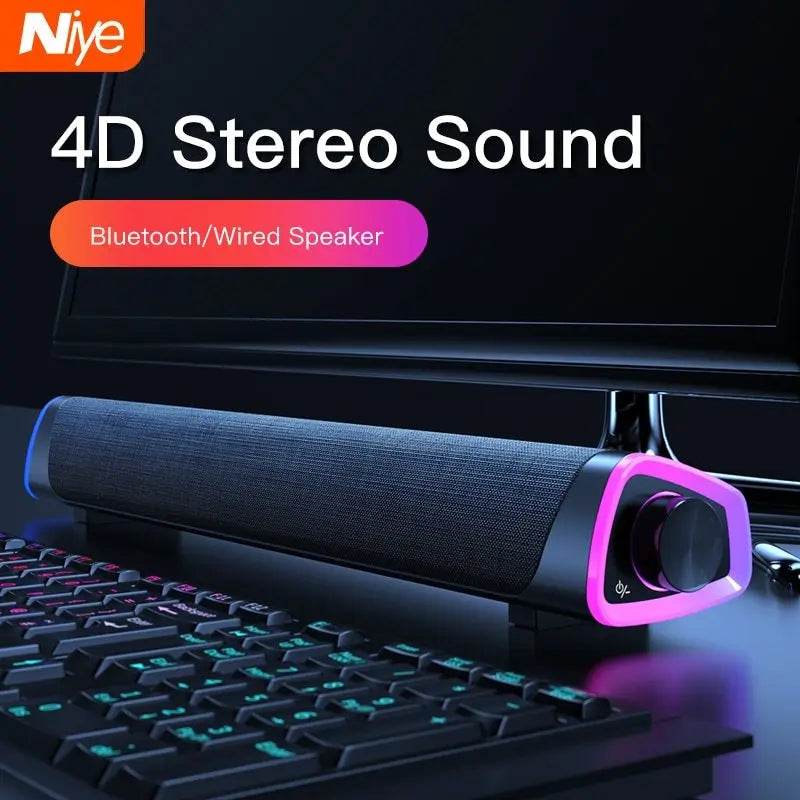 4D Computer Speaker Bar Stereo Sound subwoofer Bluetooth Speaker For Macbook Laptop Notebook PC Music Player Wired Loudspeaker - ProTrendyz