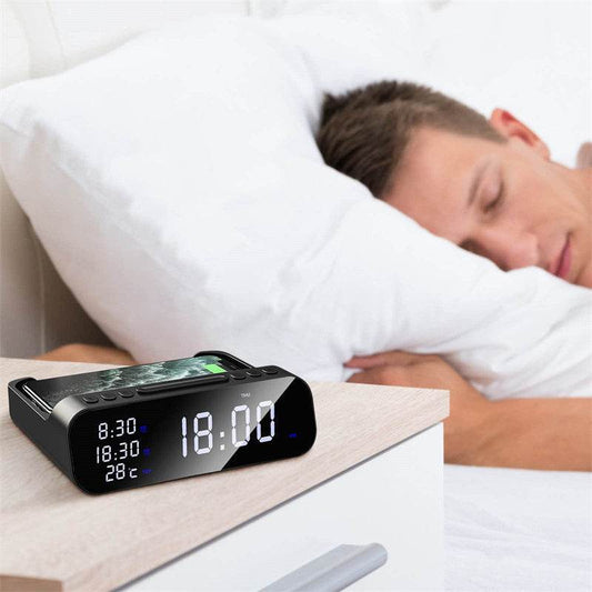 15W Three-in-one Wireless Charger Temperature Tester Multi Alarm Clock Fast Charging Mobile Phone Usb Charger Charging Station - ProTrendyz