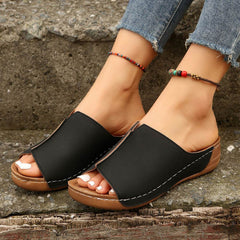 Fashion Solid Wedges Sandals Summer Casual Peep-toe Slippers Outdoor Thick Sole Heightening Slides Shoes Women - ProTrendyz