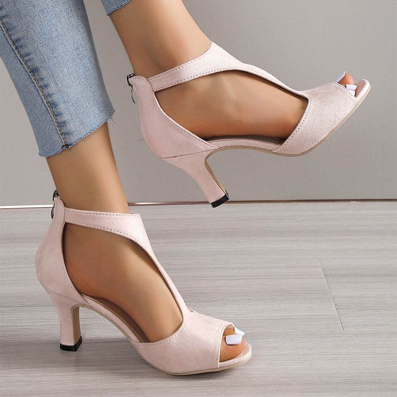 High Heel Peep Toe Sandals Women Back Zipper Outdoor Summer Shoes - ProTrendyz