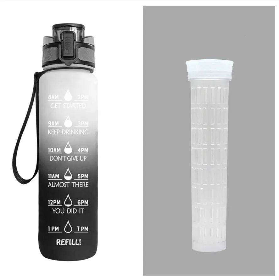 1L Tritan Water Bottle With Time Marker Bounce Cover Motivational Water Bottle Cycling Leakproof Cup For Sports Fitness Bottles - ProTrendyz