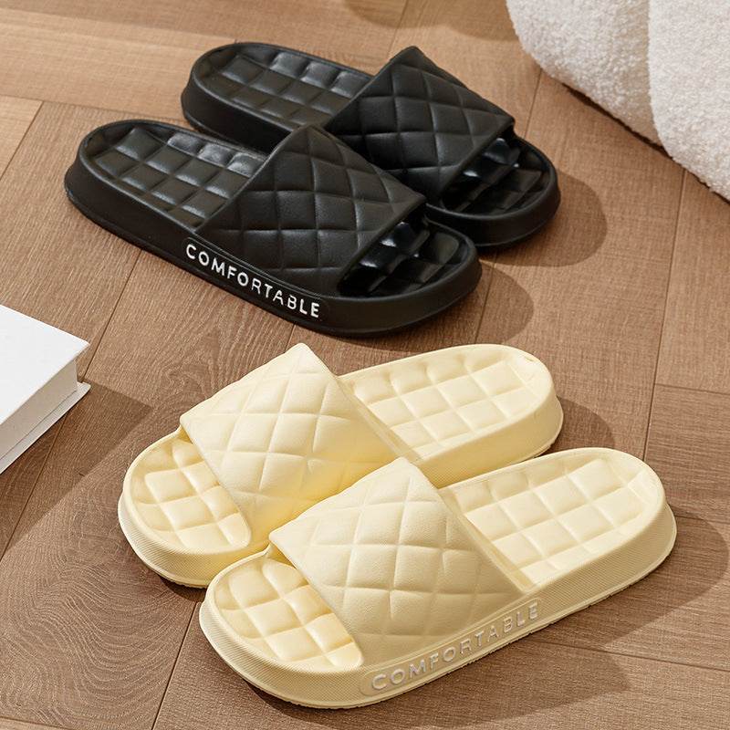 Men's Home Slippers With Plaid Design Soft-soled Silent Indoor Floor Bathing Slippers Women House Shoes Summer - ProTrendyz
