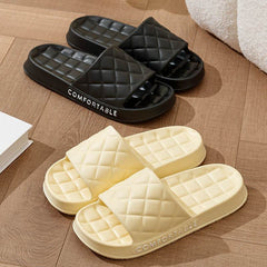 Men's Home Slippers With Plaid Design Soft-soled Silent Indoor Floor Bathing Slippers Women House Shoes Summer - ProTrendyz