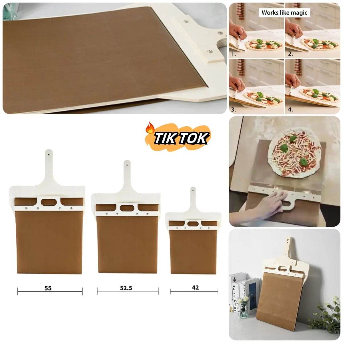 3 Sizes Sliding Pizza Peel Shovel Storage Board Pala Pizza Scorrevole Wooden Handle Transfer Pizza Kitchen Gadgets - ProTrendyz