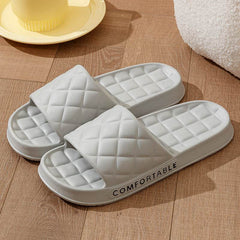 Men's Home Slippers With Plaid Design Soft-soled Silent Indoor Floor Bathing Slippers Women House Shoes Summer - ProTrendyz