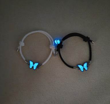 Fashion Blue Luminous Butterfly Necklace Bracelet Set For Glow In The Dark Women Clavicle Chain Choker Party Jewelry Set Gift - ProTrendyz