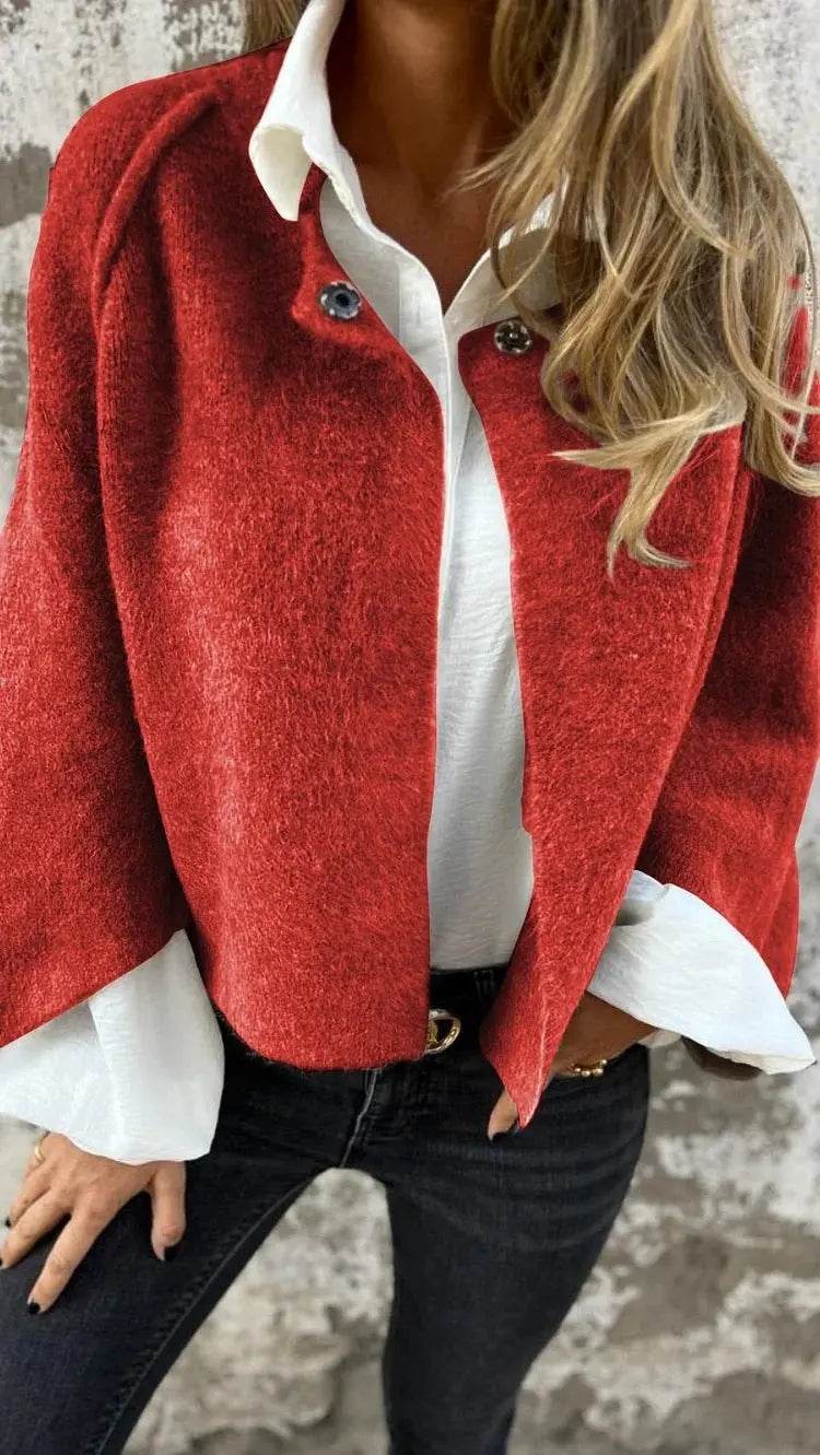 Women's Batwing Sleeve Cardigan Autumn And Winter Loose Short Cashmere Long Sleeve Coat - ProTrendyz