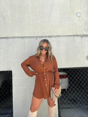 Women's Long Sleeve Jumpsuit With Button Fashion Shirt Dress - ProTrendyz
