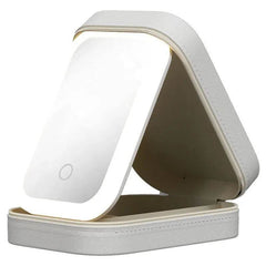 Makeup Storage Box With LED Light Mirror Portable Travel Makeup Cosmetics Storage Box Touch Light Storage Organizer - ProTrendyz