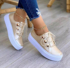 Lace-up Flats Sneakers Women Rivet Casual Shoes - ProTrendyz
