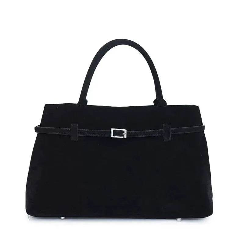 2025 Hot Sale Decorative Design Solid Faux Suede Handbag Large Capacity Casual Tote Bags For Women Tote Design Portable Shoulder Bag - ProTrendyz