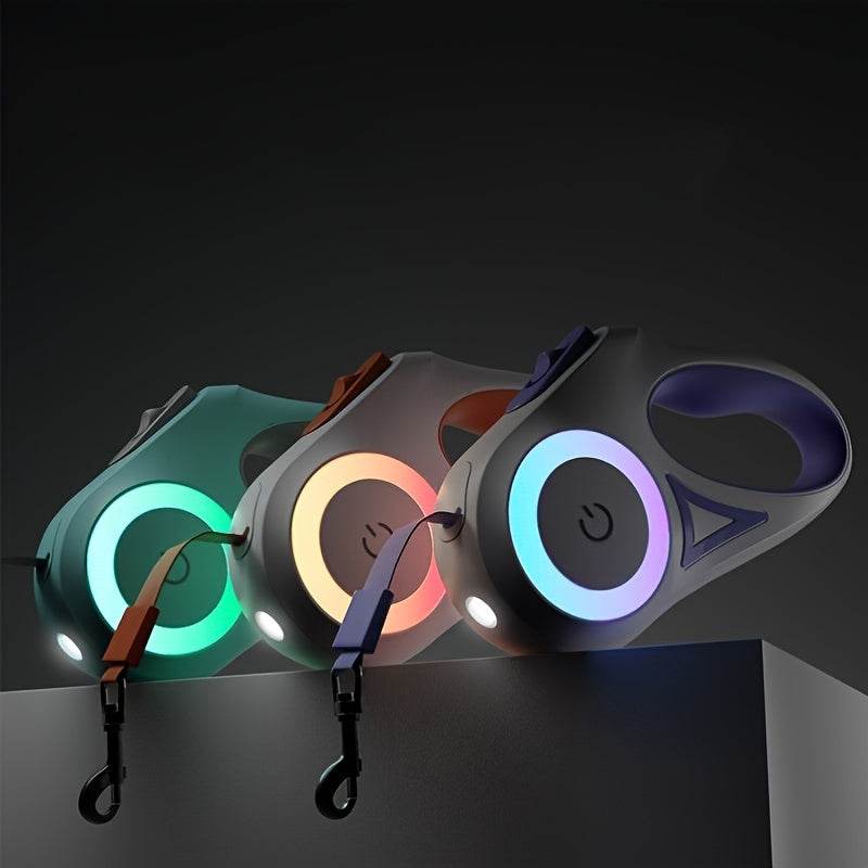 3 And 5M Dog Leash Light Retractable Pet Leads Traction Rope Belt Durable Large Dog Walk Run Leash Lead Automatic Cat Lead Extension - ProTrendyz