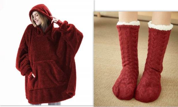 Hoodie Sweatshirt With Big Pocket Tops Sweater Comfortable Loose Double-Sided Fleece Thicker Wearable Blanket - ProTrendyz