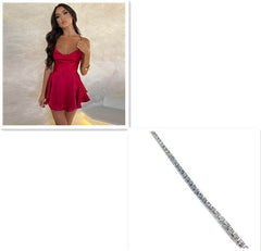 Sexy Suspender Skirt For Women Elegant Slim Strap Satin Backless Lace Up A-Line Short Dress Lady - ProTrendyz