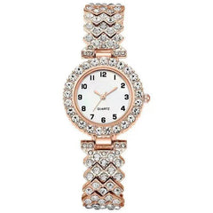 Fashion Jewelry 2pcs Luxury Fashion Women Watch Set Silver Strap Ladies Quartz Wristwatch Alloy Bracelet For Ladies Jewelry Set Clock Gift - ProTrendyz