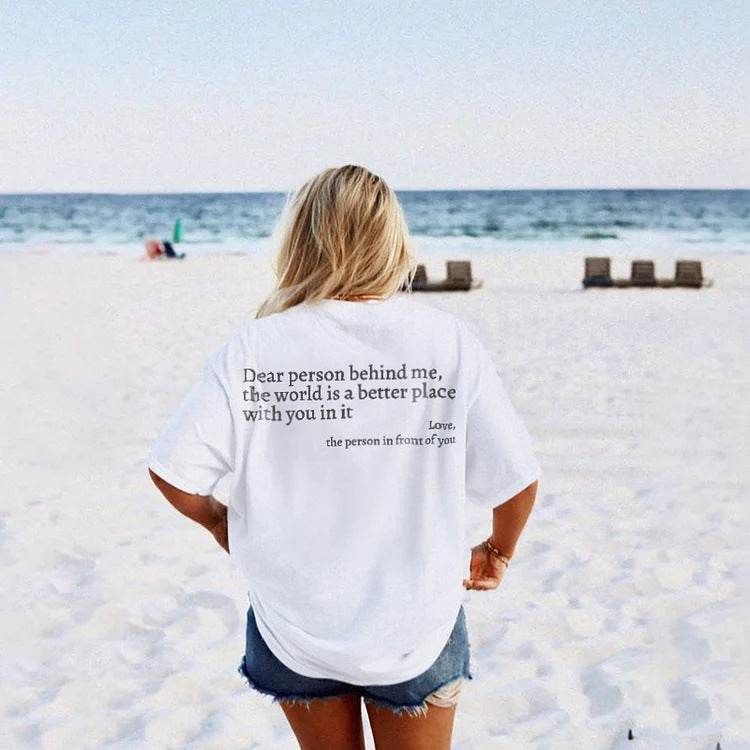 New Fashion Womens Letter T-Shirt Round Neck Short Sleeve Slogan Tee Top - ProTrendyz