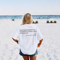 New Fashion Womens Letter T-Shirt Round Neck Short Sleeve Slogan Tee Top - ProTrendyz