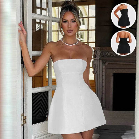 Fashion Tube Dress Summer Solid Color Sasual Backless Slim Short Dresses Party Womens Clothing - ProTrendyz