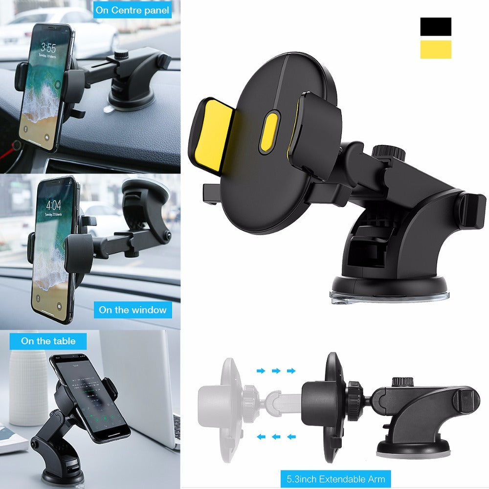 Car Phone Holder Long Rod Telescopic Car Dashboard Suction Cup Type ProTrendyz