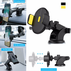 Car Phone Holder Long Rod Telescopic Car Dashboard Suction Cup Type ProTrendyz