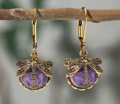 Fashion Jewelry Women's Earrings Hanging Vintage Dragonfly Pendant Earring Boho Chakra Blue Moonstone Drop Earrings For Women Wedding Charm Ethnic Jewellery - ProTrendyz