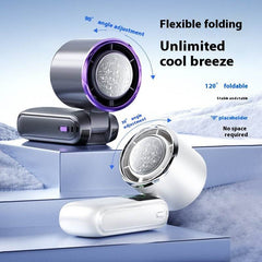 New Ice Pack High-Speed Handheld Eletirc Fan Speed Adjustable Folding Mini Fan Portable Outdoor Hanging Neck Small Fan - ProTrendyz