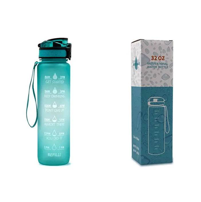 1L Tritan Water Bottle With Time Marker Bounce Cover Motivational Water Bottle Cycling Leakproof Cup For Sports Fitness Bottles - ProTrendyz