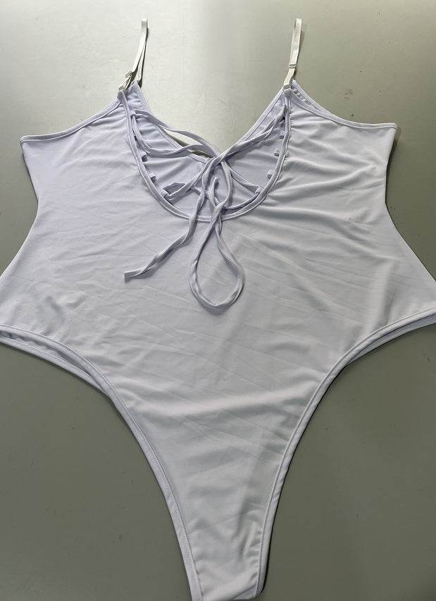 Summer Bikini Backless String Large Size Sexy Solid Color Triangle One-piece Swimsuit Womens Clothing - ProTrendyz