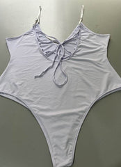 Summer Bikini Backless String Large Size Sexy Solid Color Triangle One-piece Swimsuit Womens Clothing - ProTrendyz