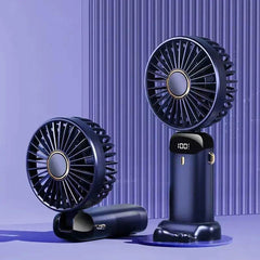 USB Rechargeable Mini Portable Handheld Electric Fan Foldable Neck Hanging Outdoor Fan Adjustable 5 Speed Powerful Air Cooler - ProTrendyz