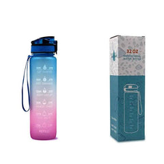 1L Tritan Water Bottle With Time Marker Bounce Cover Motivational Water Bottle Cycling Leakproof Cup For Sports Fitness Bottles - ProTrendyz