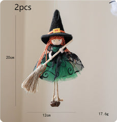Halloween Mesh Broom Girl Angel Christmas Tree Pendant