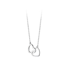 Double Heart Interlocking Titanium Steel Necklace Jewelry - ProTrendyz