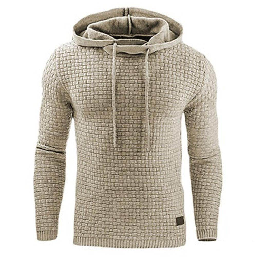 Men's Jacquard Sweater Long-sleeved Hoodie Warm Color Hooded Sweatshirt Jacket - ProTrendyz