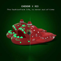 Halloween And Christmas Shoes Ins Luminous Shark Slippers Couple Men Women House Shoes Non-slip Bathroom Slippers Home - ProTrendyz