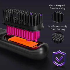 2 In 1 Straight Hair Comb Wireless Hair Straightener Brush Hair Fast Heating Portable Hot Curler USB Charging - ProTrendyz