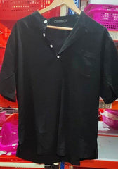 Casual Linen Solid Color Shirt Button V Neck Beach Shirt Men Summer Tops - ProTrendyz