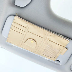 Car Sun Visor Organizer Storage Holder Full Leather Wrap - ProTrendyz