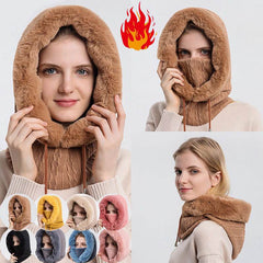 Winter Thick Plush Hat With Scarf Windproof Warm Knit Hats Hooded For Women - ProTrendyz