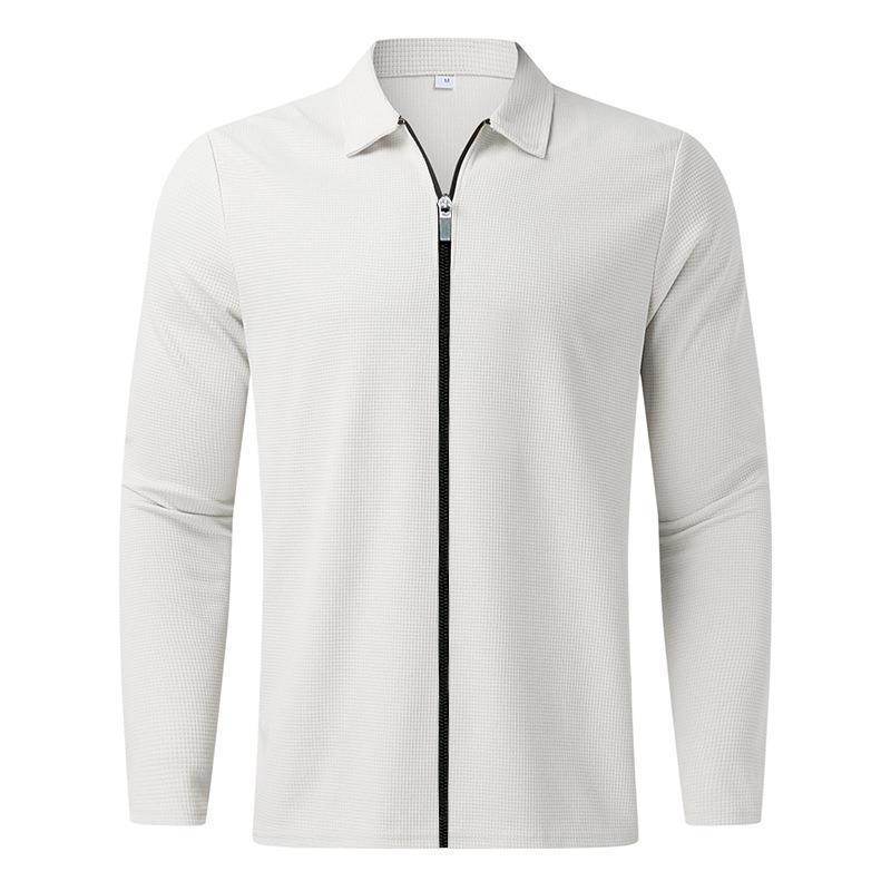 Men's Clothing Waffle Style Zipped Lapel Jacket Outdoor Sports Tops - ProTrendyz