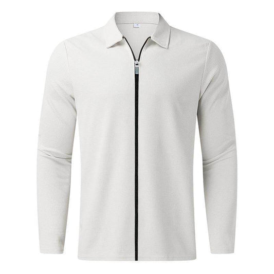 Men's Clothing Waffle Style Zipped Lapel Jacket Outdoor Sports Tops - ProTrendyz