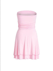 Y2K Tube-top Short Dress Summer Sexy Pleated Tight Dresses For Womens Clothing - ProTrendyz
