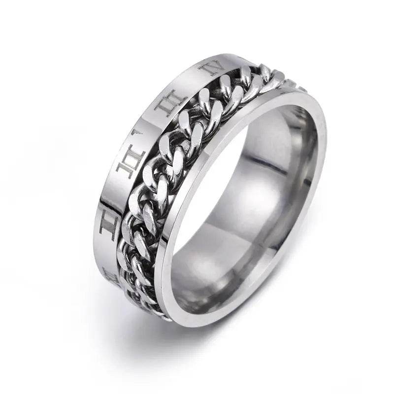 Roman Letter Rotatable Chain Rings Men Digital Titanium Steel RingFor Couple High Quality Multifunctional Bottle Opener Ring Spinner Jewelry Punk Gifts US - ProTrendyz