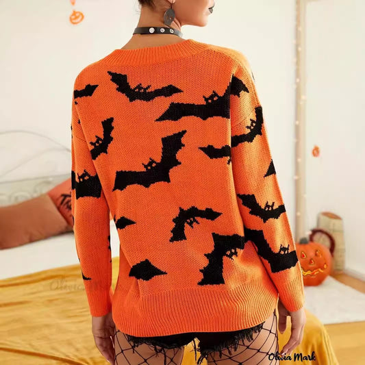 Fashion Women's Wear Long Sleeve Halloween Brocade Sweater Knitted