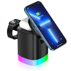 3 In 1 Magnetic Wireless Fast Charger For Smart Phone RGB Ambient Light Charging Station For Airpods IWatch - ProTrendyz
