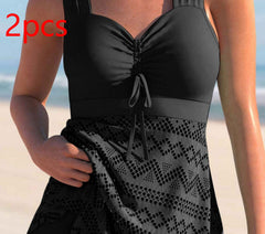 Korean Version Of Solid Color Lace One-piece Swimsuit