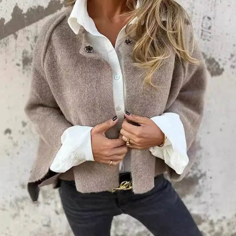Women's Batwing Sleeve Cardigan Autumn And Winter Loose Short Cashmere Long Sleeve Coat - ProTrendyz
