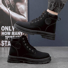 Mens Winter Boots Chunky Mid Heel Shoes Fashion Ankle Boots - ProTrendyz