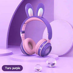 Rabbit Ear Headphones Wireless Luminous Extendable Wheat Headphones Cute Kawaii - ProTrendyz